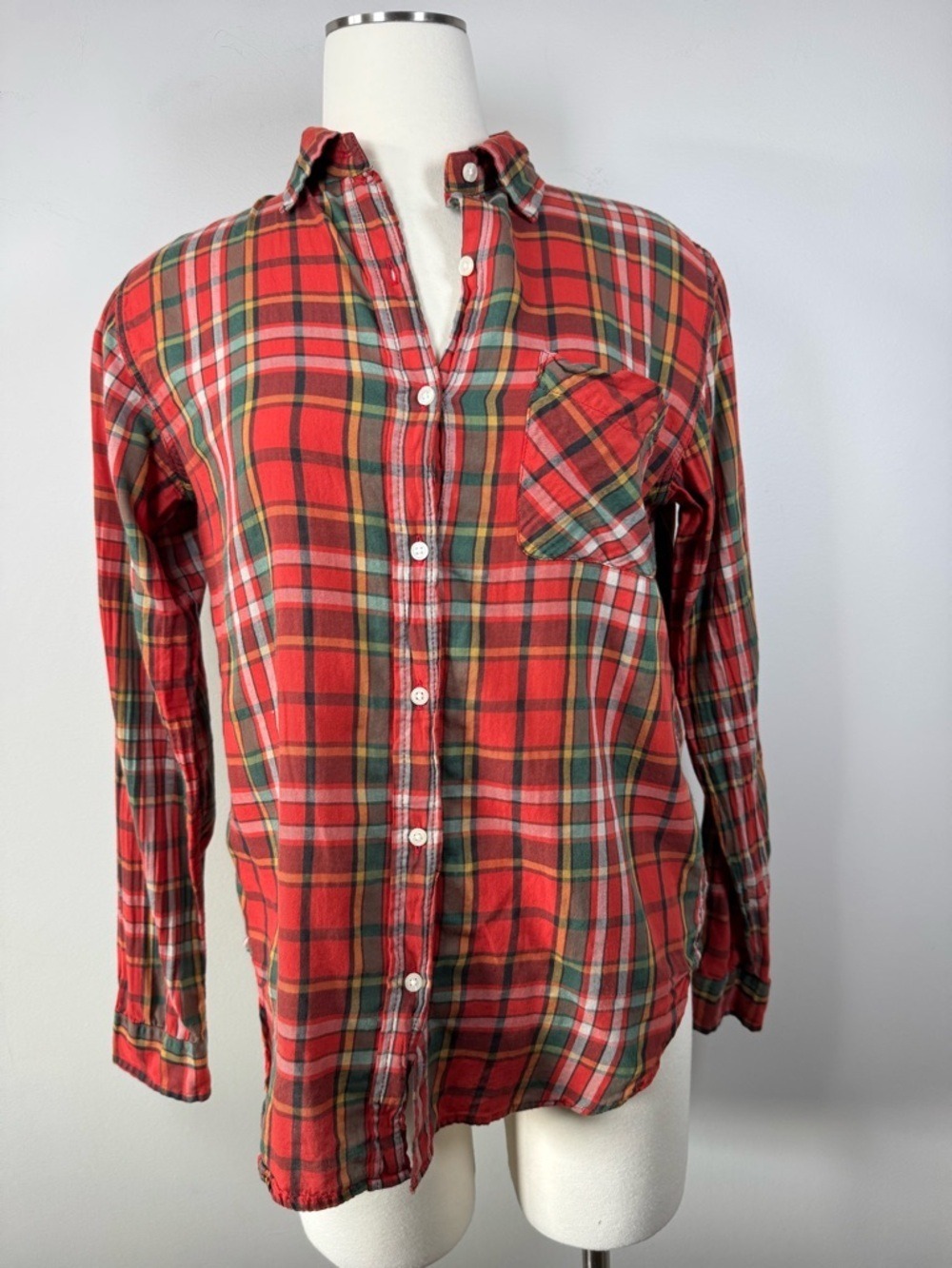 Denim & Supply Ralph Lauren Red Green Plaid Cotton Button-Down Shirt